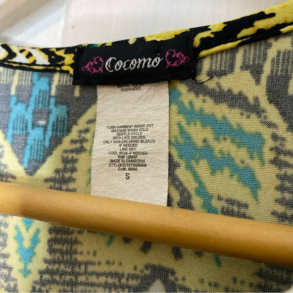 Vintage : Cocomo : size : S : Y2K boho crochet summer print blouse top - Picture 8 of 9